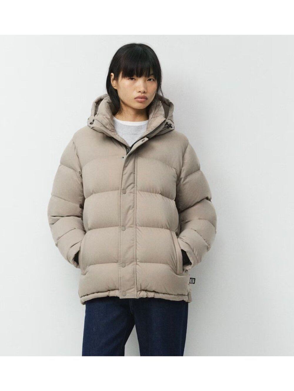 TNA Superpuff Light Beige Minimalist Short Down Filled Jacket L